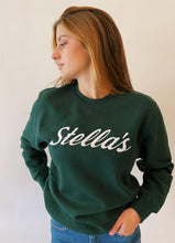 Load image into Gallery viewer, Stella&#39;s Embroidered Crewneck Sweatshirt Green with White Embroidery