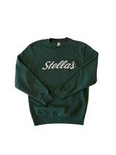 Load image into Gallery viewer, Stella&#39;s Embroidered Crewneck Sweatshirt Green with White Embroidery