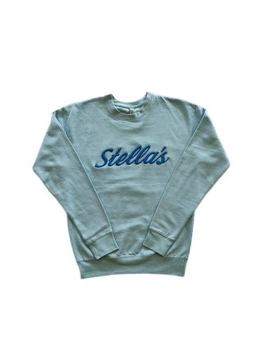 Stella's Embroidered Crewneck Sweatshirt in Light Blue with Cyan Embroidery
